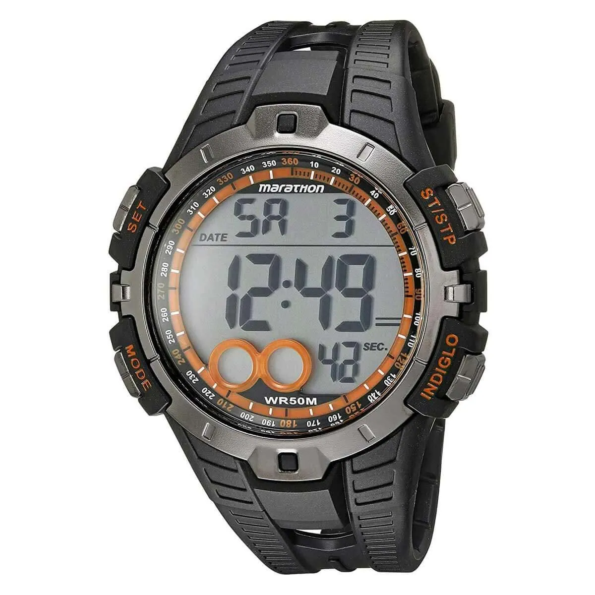 Timex Men's Chronograph Watch - Marathon Grey Digital Dial Rubber Strap | T5K801