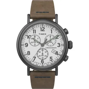Timex Men's Chronograph Watch - Standard White Dial Brown Strap | TW2T69000VQ