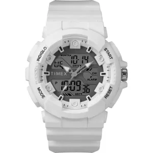 Timex Men's Chronograph Watch - The HQ DGTL Grey Ana-Digi Dial White Strap | TW5M22400