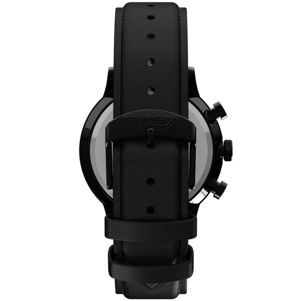 Timex Men's Chronograph Watch - Waterbury Black Dial Leather Strap | TW2U04800VQ