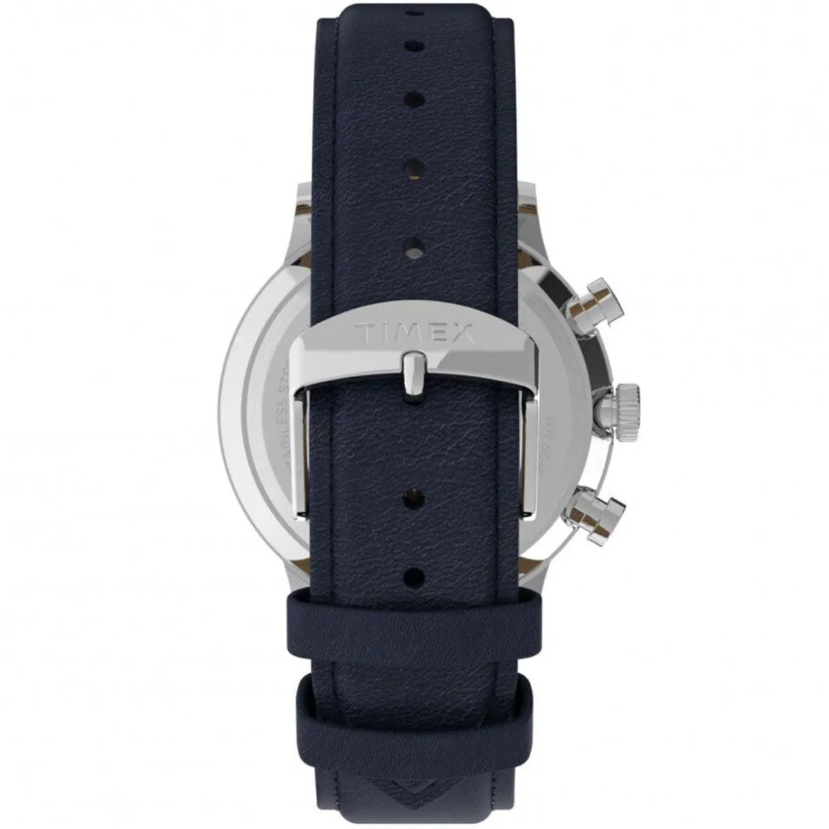 Timex Men's Chronograph Watch - Waterbury Blue Dial Leather Strap | TW2U04700VQ