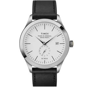 Timex Men's Quartz Watch - American Documents White Dial Leather Strap | TW2R82700US