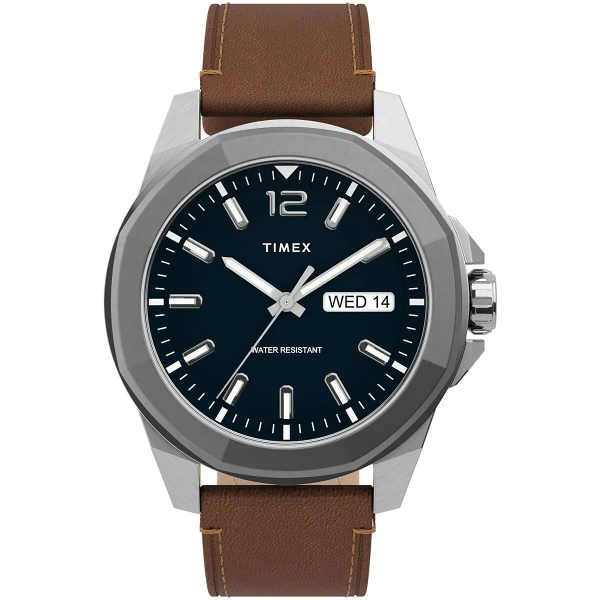 Timex Men's Quartz Watch - Essex Avenue Blue Dial Leather Strap | TW2U15000VQ