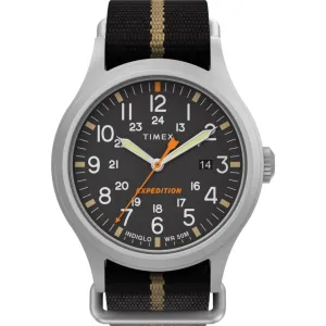 Timex Men's Quartz Watch - Expedition Sierra Black and Brown Fabric Strap | TW2V07800