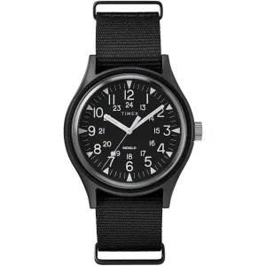 Timex Men's Quartz Watch - MK1 Black Dial Black Nylon Strap | TW2R37400VQ