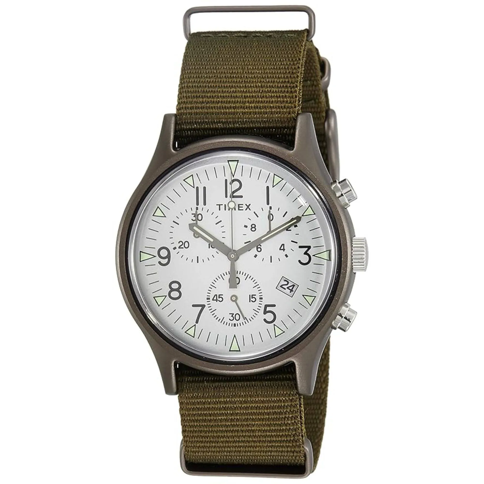 Timex Men's Quartz Watch - MK1 Brown Case White Dial Green Nylon Strap | TW2R67900