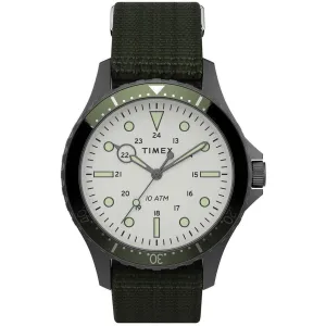Timex Men's Quartz Watch - Navi XL Rotating Bezel White Dial Strap | TW2T75500VQ