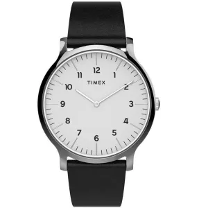 Timex Men's Quartz Watch - Norway White Dial Black Leather Strap | TW2T66300VQ
