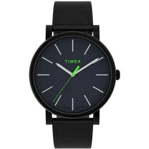 Timex Men's Quartz Watch - Originals Black Dial Leather Strap | TW2U05700VQ
