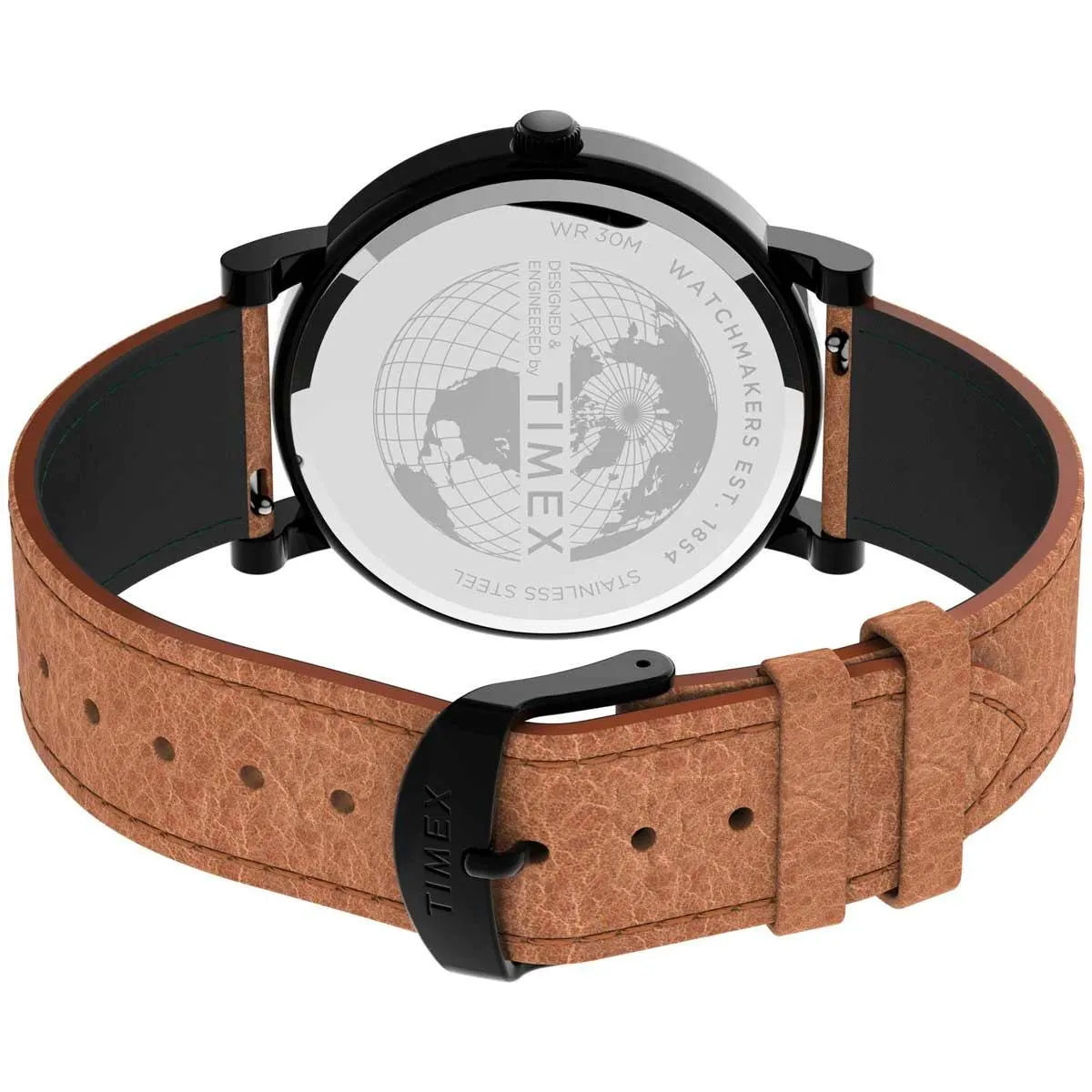 Timex Men's Quartz Watch - Originals Black Dial Leather Strap | TW2U05800VQ