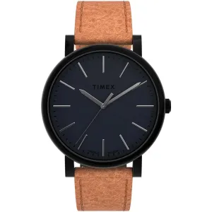Timex Men's Quartz Watch - Originals Black Dial Leather Strap | TW2U05800VQ