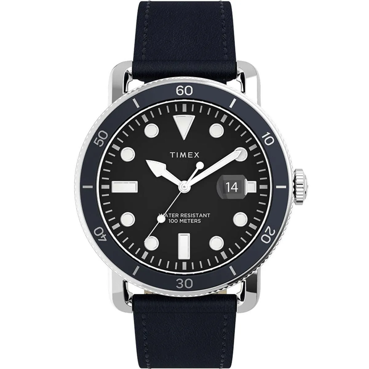 Timex Men's Quartz Watch - Port Black Dial Leather Strap | TW2U01900VQ