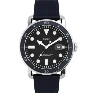 Timex Men's Quartz Watch - Port Black Dial Leather Strap | TW2U01900VQ