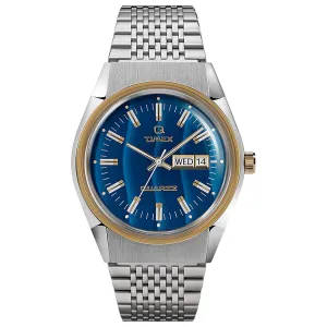 Timex Men's Quartz Watch - Q Reissue Bracelet Blue Falcon Eye Dial | TW2T80800ZV