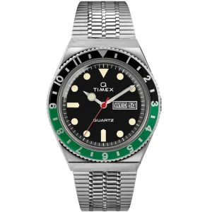 Timex Men's Quartz Watch - Q Timex Black Dial Stainless Steel Bracelet | TW2U60900ZV