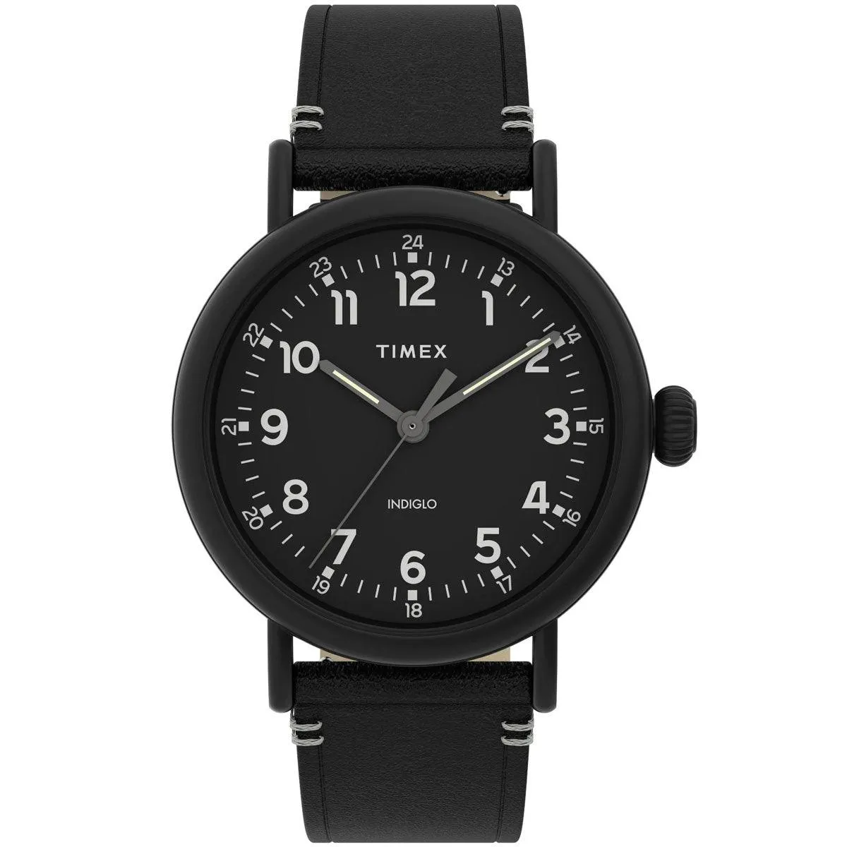 Timex Men's Quartz Watch - Standard Black Dial Leather Strap | TW2U03800VQ