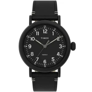 Timex Men's Quartz Watch - Standard Black Dial Leather Strap | TW2U03800VQ