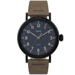 Timex Men's Quartz Watch - Standard Blue Dial Brown Leather Strap | TW2T69400VQ