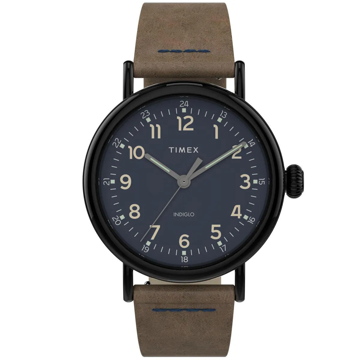 Timex Men's Quartz Watch - Standard Blue Dial Brown Leather Strap | TW2T69400VQ