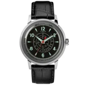 Timex Men's Quartz Watch - Todd Snyder Black Dial Leather Strap | TW2T19500JR