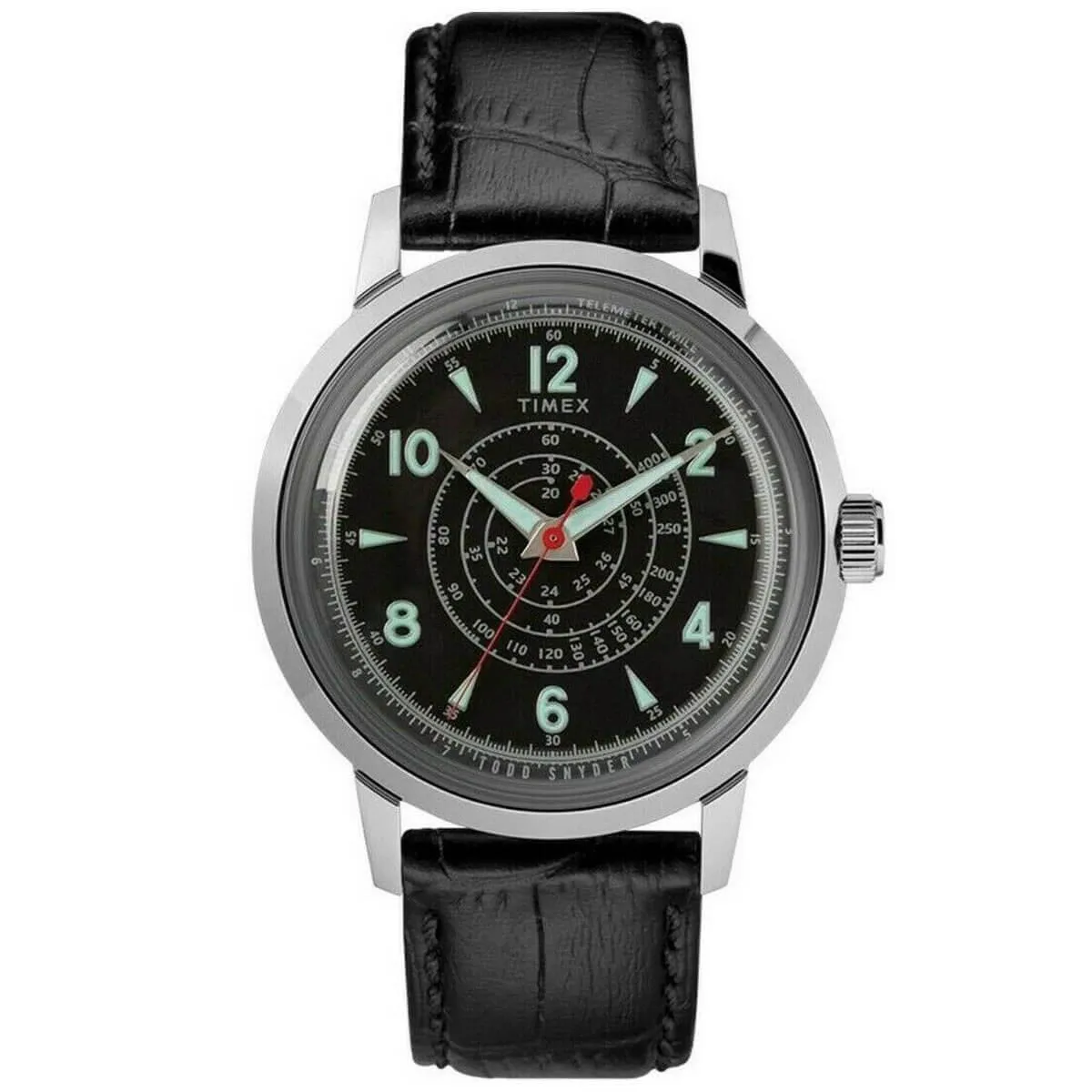 Timex Men's Quartz Watch - Todd Snyder Black Dial Leather Strap | TW2T19500JR