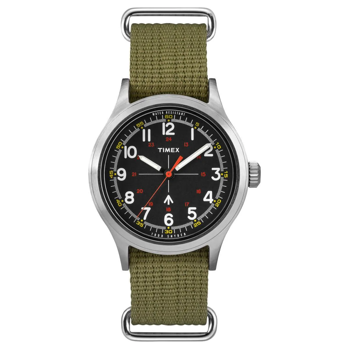 Timex Men's Quartz Watch - Todd Snyder Military Black Dial Green Strap | TW4B05800JR