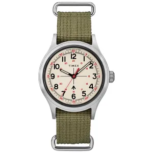 Timex Men's Quartz Watch - Todd Snyder Military Cream Dial Green Strap | TW2R78800JR