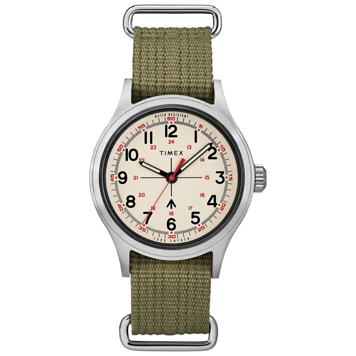 Timex Men's Quartz Watch - Todd Snyder Military Cream Dial Green Strap | TW2R78800JR