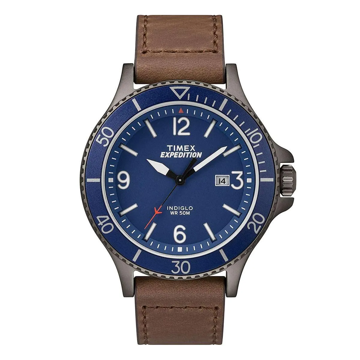 Timex Men's Strap Watch - Expedition Ranger Rotating Bezel Brown Leather | TW4B10700JV