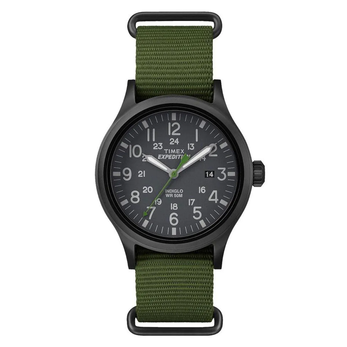 Timex Men's Strap Watch - Expedition Scout Quartz Black Dial Green Nylon | TW4B04700JV