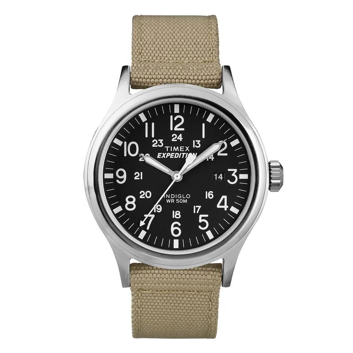 Timex Men's Strap Watch - Expedition Scout Quartz Black Dial Tan Nylon | T49962JV