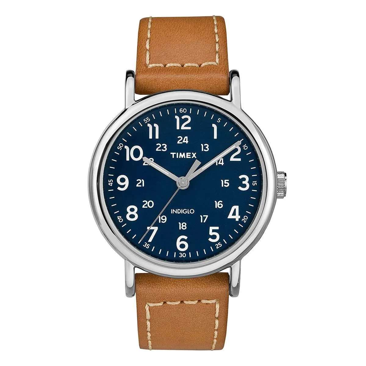 Timex Men's Strap Watch - Weekender Blue Dial Tan Leather | TW2R42500JV