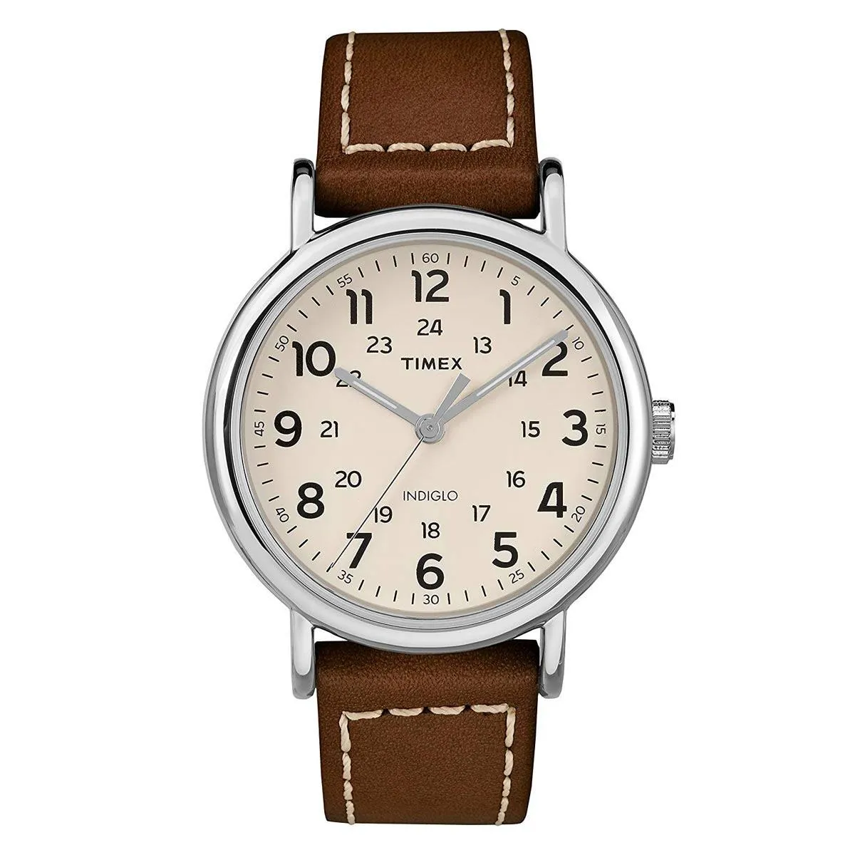 Timex Men's Strap Watch - Weekender Cream Dial Brown Leather | TW2R42400JV