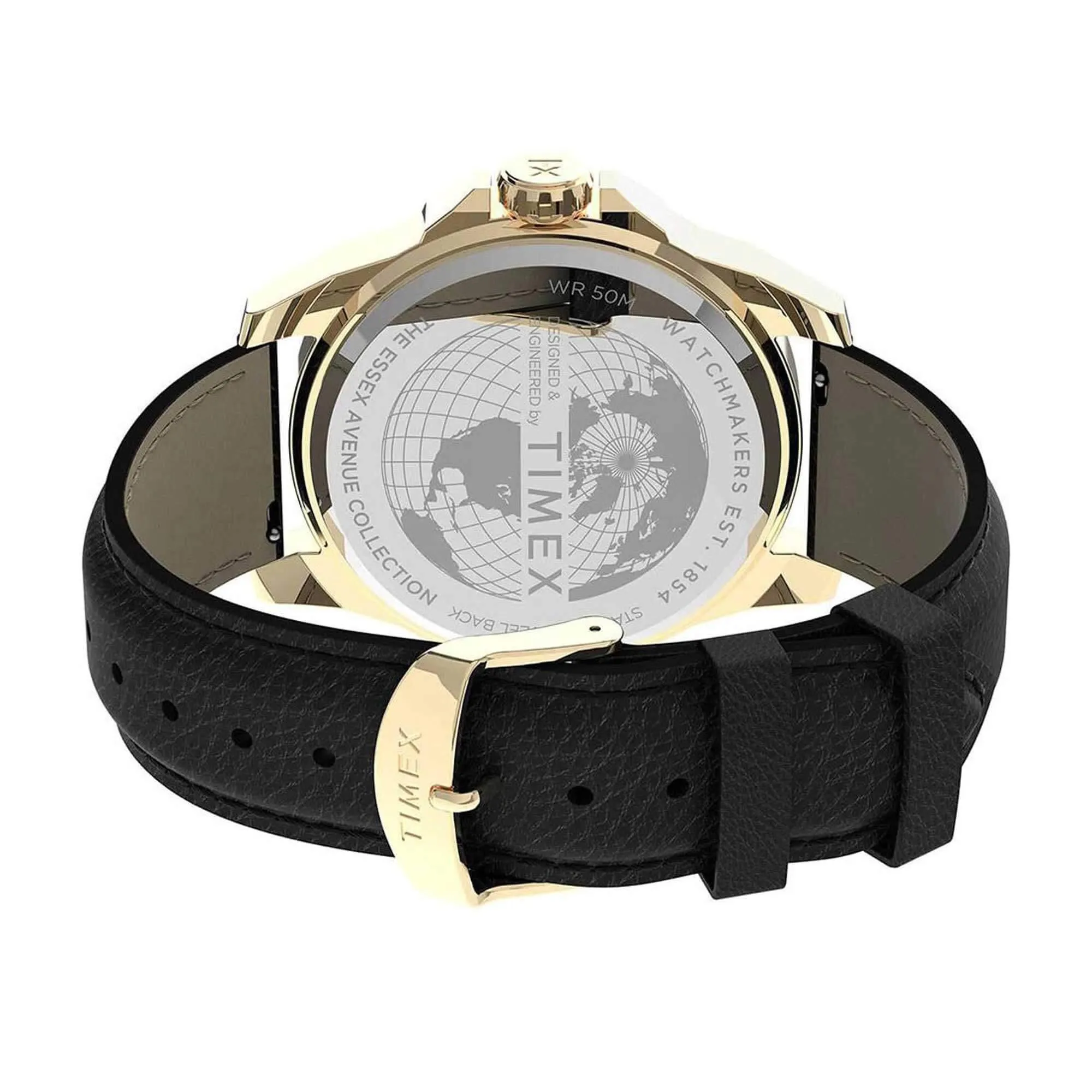 Timex Men's Watch - Essex Avenue Black Dial Strap Day and Date Display | TW2U82100VQ