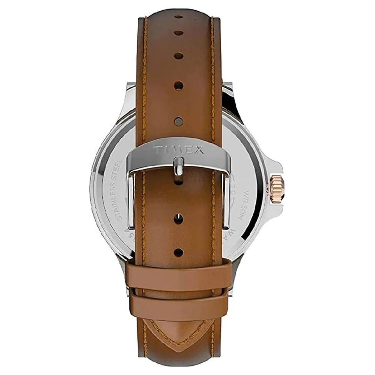 Timex Men's Watch - Harborside Rotating Bezel White Dial Brown Strap | TW2U12800VQ