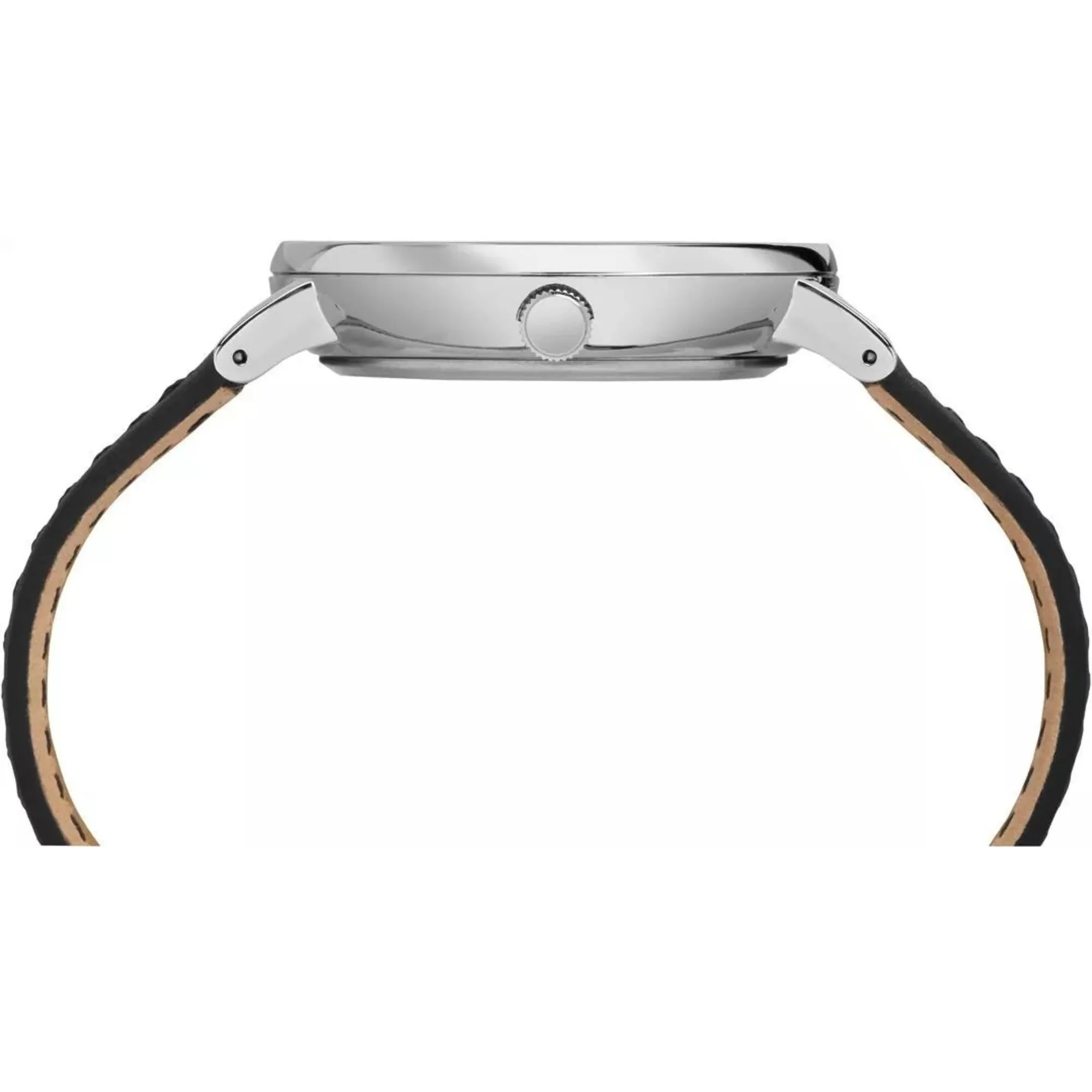 Timex Men's Watch - Main Street Steel Case Black Dial Leather Strap | TW2R29000