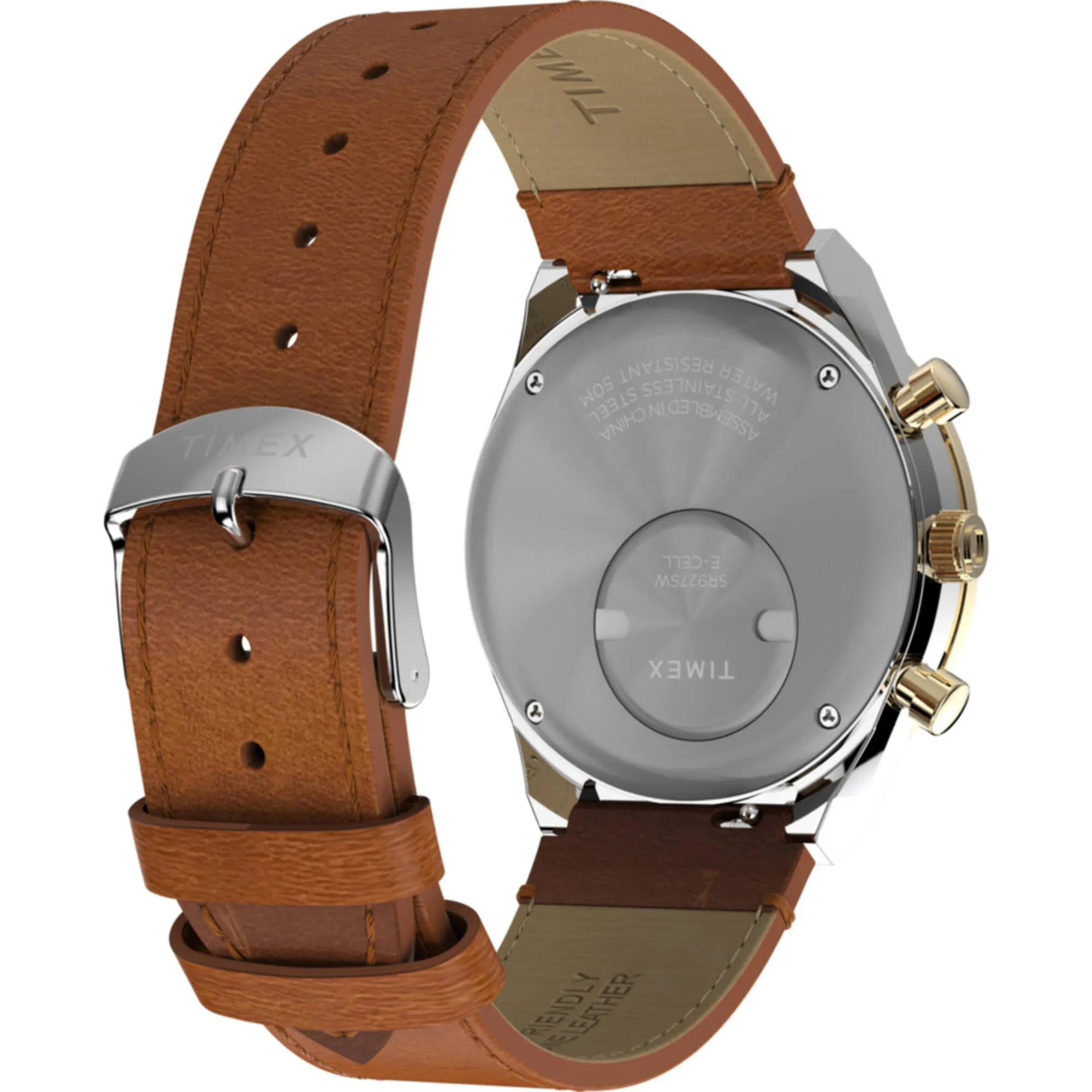 Timex Men's Watch - Marlin Chrono Gold tone and Black Dial Brown Strap | TW2W64400