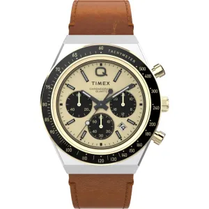 Timex Men's Watch - Marlin Chrono Gold tone and Black Dial Brown Strap | TW2W64400