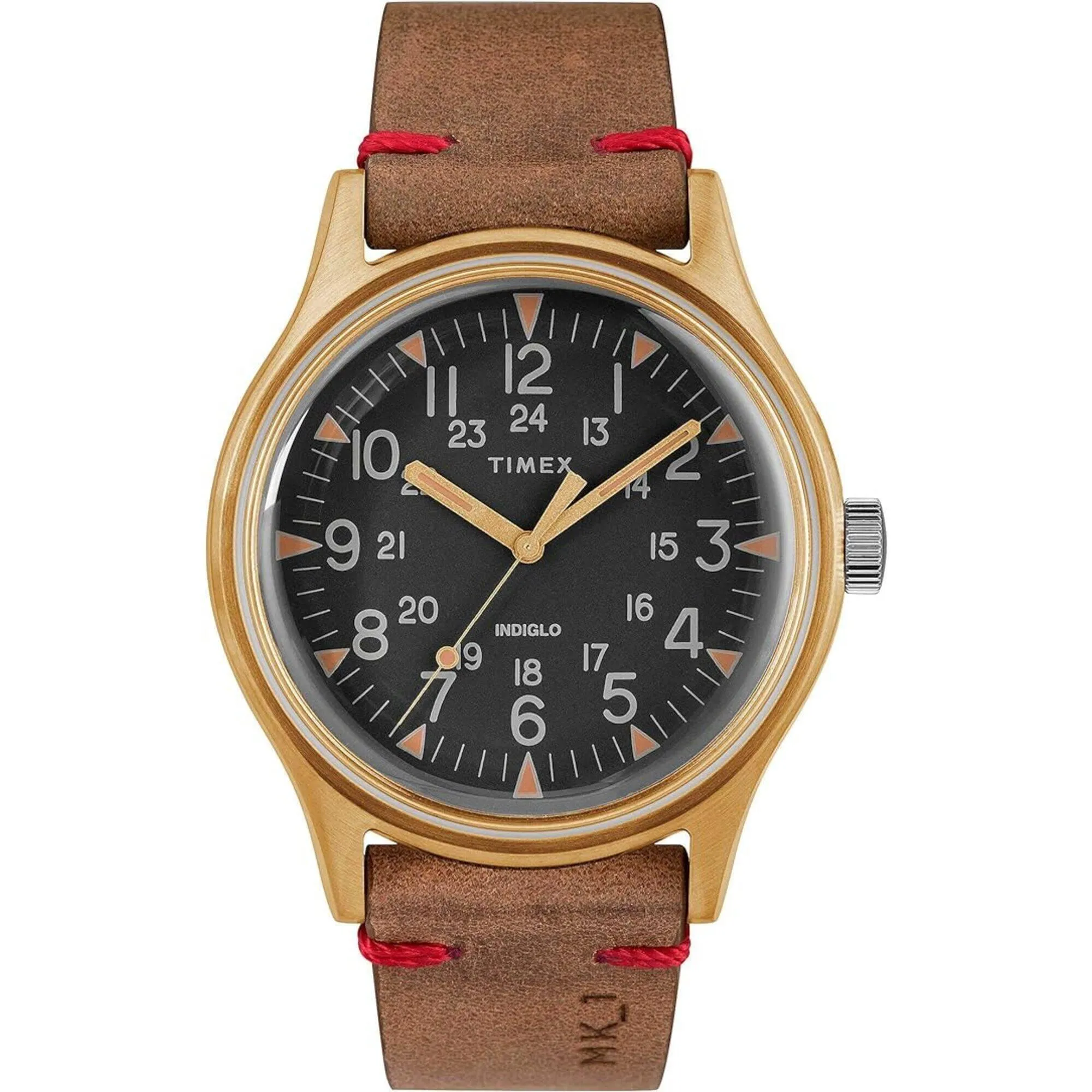 Timex Men's Watch - MK1 Quartz Black Dial Brown Genuine Leather Strap | TW2R96700