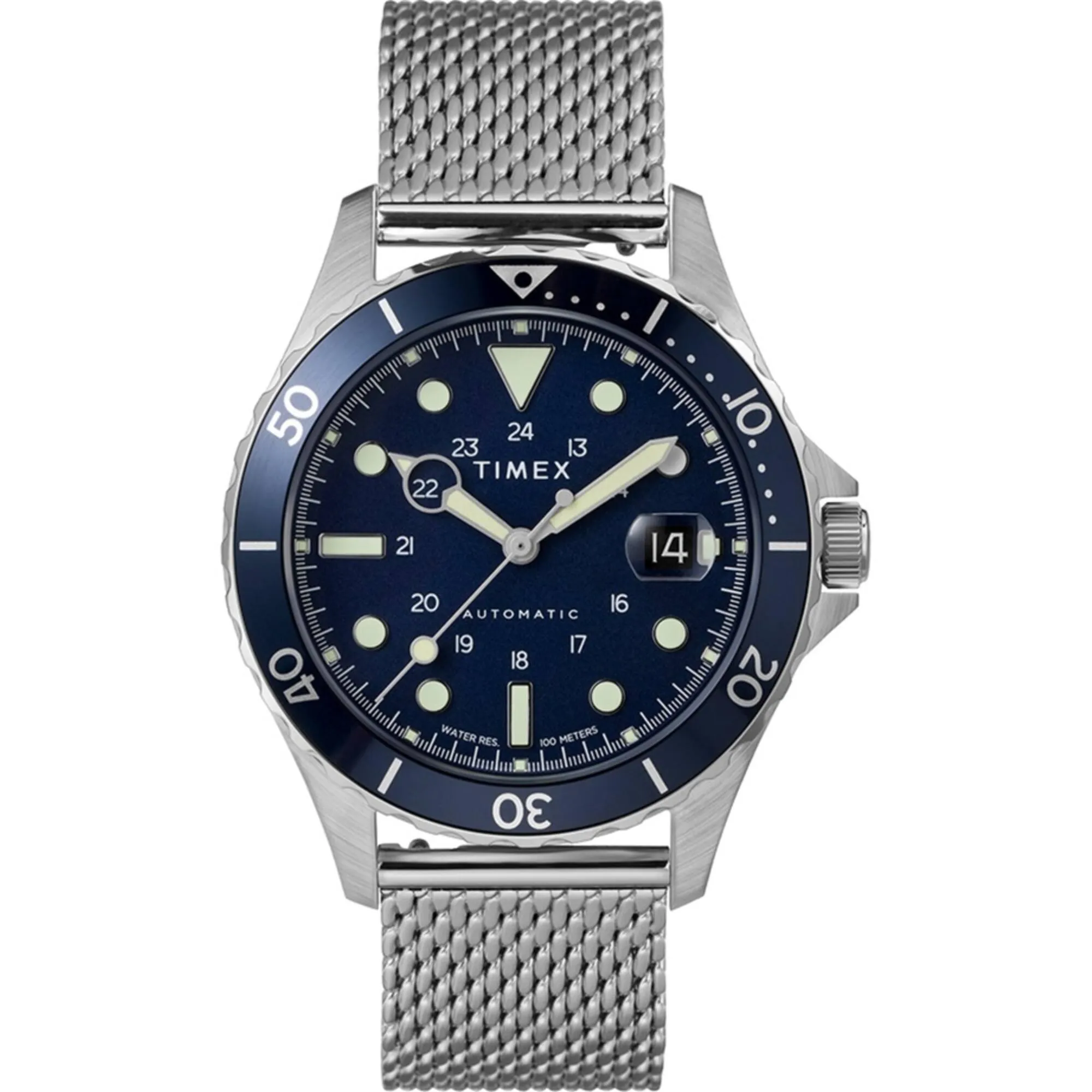 Timex Men's Watch - Navi XL Blue Dial Stainless Steel Mesh Bracelet | TW2U38200ZV