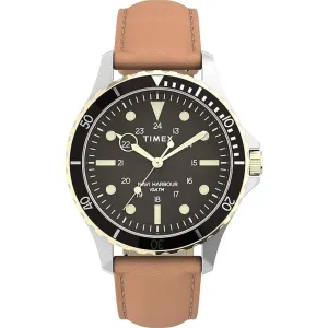 Timex Men's Watch - Navi XL Quartz Black Dial Tan Genuine Leather Strap | TW2U55600