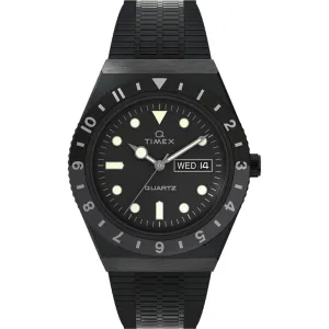 Timex Men's Watch - Q Day-Date Black Stainless Steel Bracelet Quartz TW2U61600