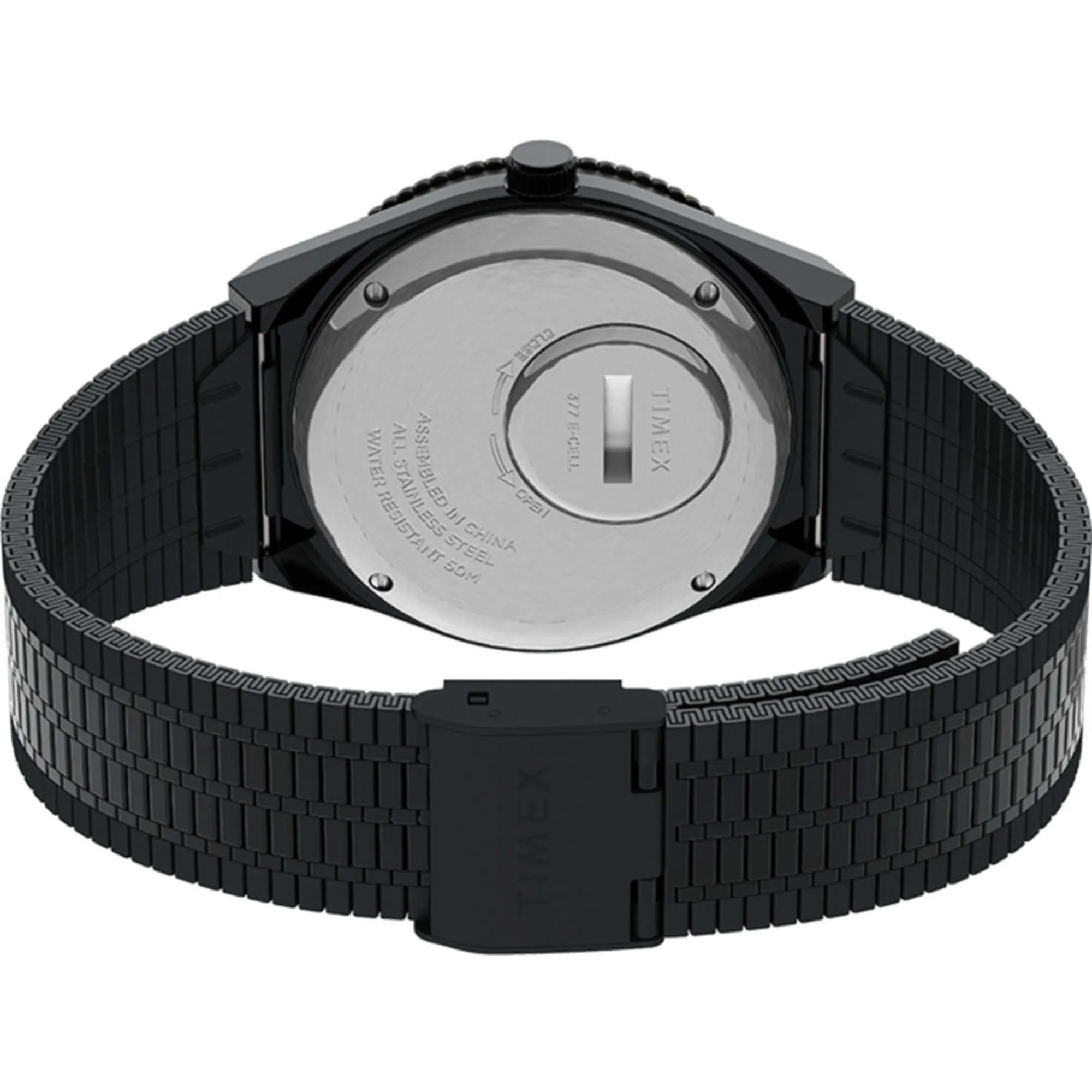 Timex Men's Watch - Q Day-Date Black Stainless Steel Bracelet Quartz TW2U61600
