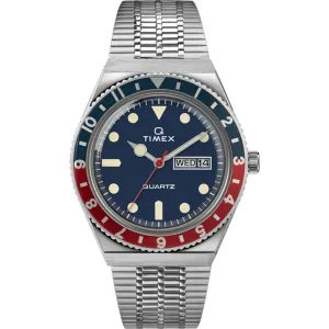 Timex Men's Watch - Q Quartz Blue Dial Silver Stainless Steel Bracelet TW2T80700