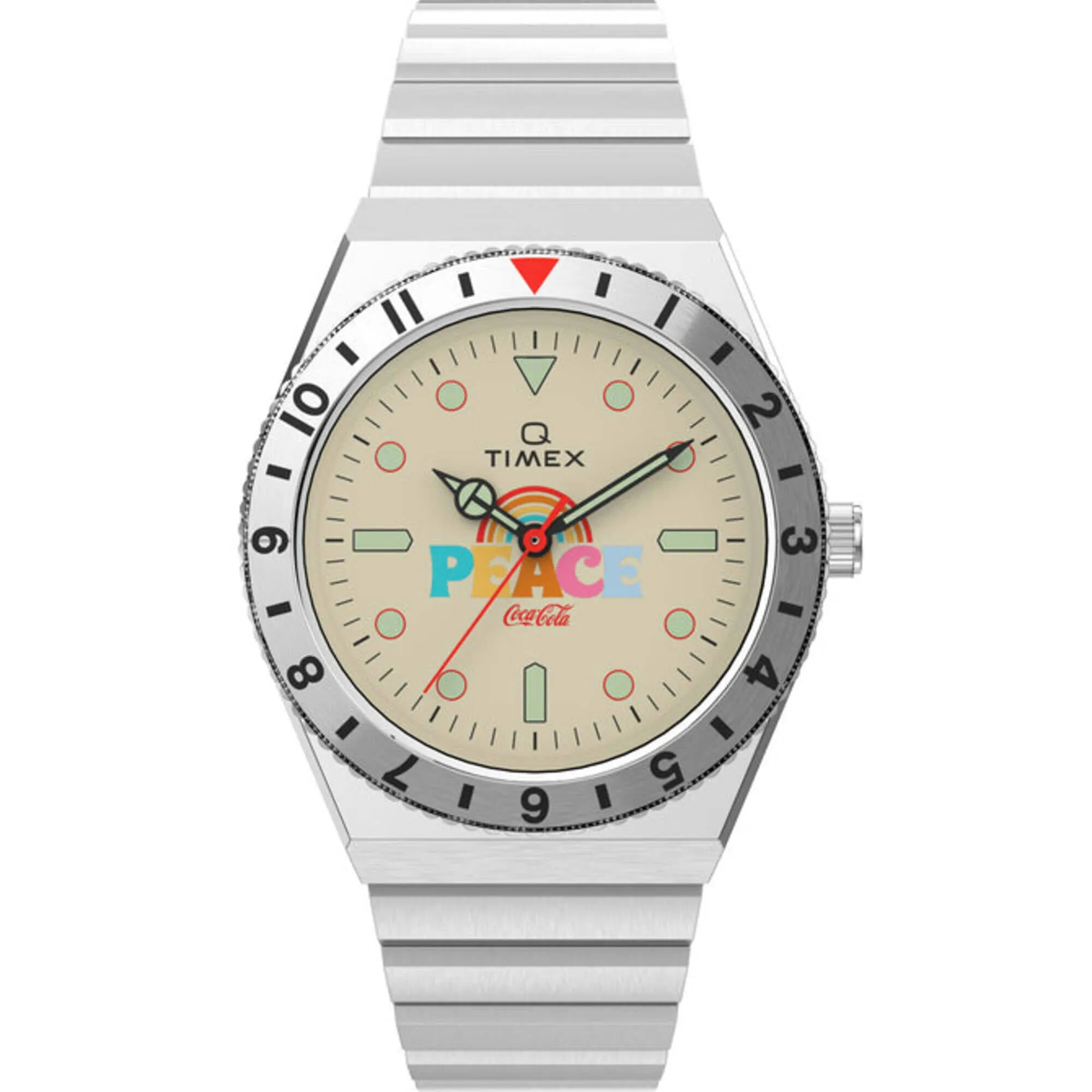Timex Men's Watch - Q Quartz Cream Dial Stainless Steel Bracelet | TW2V25800