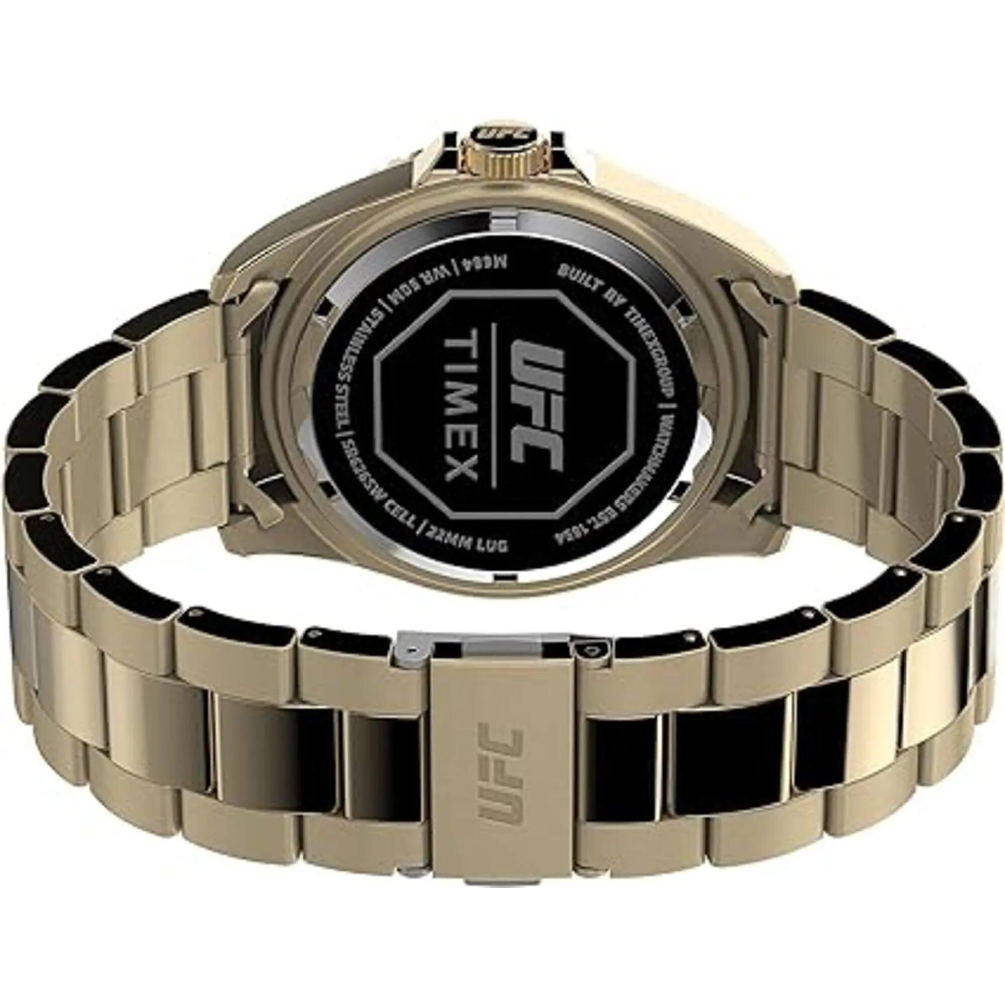 Timex Men's Watch - UFC Debut Quartz Black Dial Yellow Gold Bracelet | TW2V96100GP