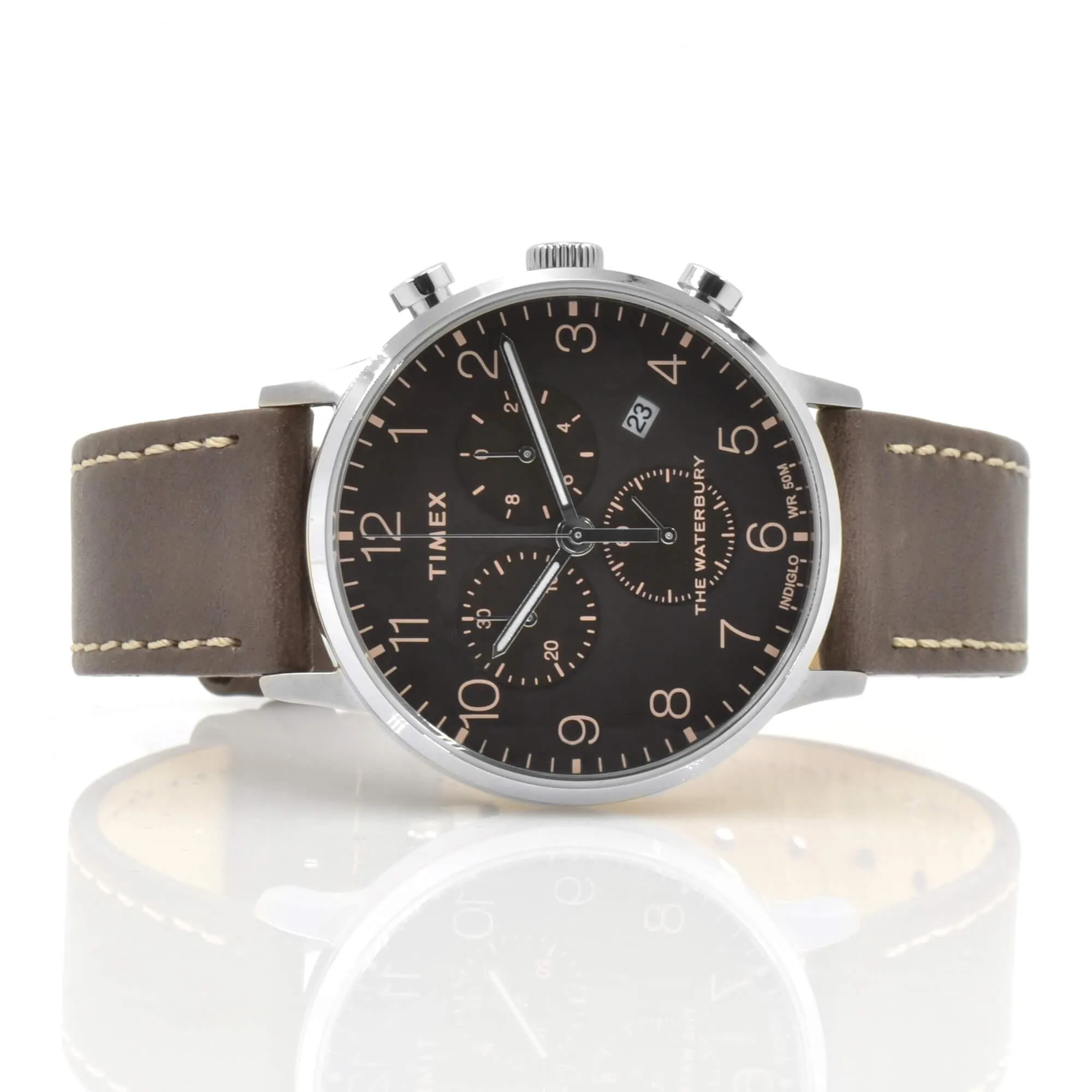 Timex Men's Watch - Waterbury Chronograph Date Display Black Dial Strap | TW2T28200VQ
