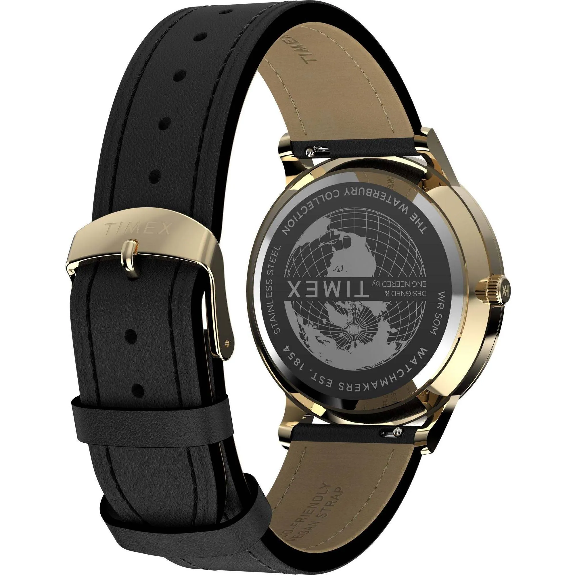 Timex Men's Watch - Waterbury Quartz Green Dial Dark Brown Leather Strap | TW2W75900