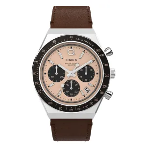 TIMEX Q TIMEX CHRONOGRAPH BROWN LEATHER STRAP WATCH TW2W51800