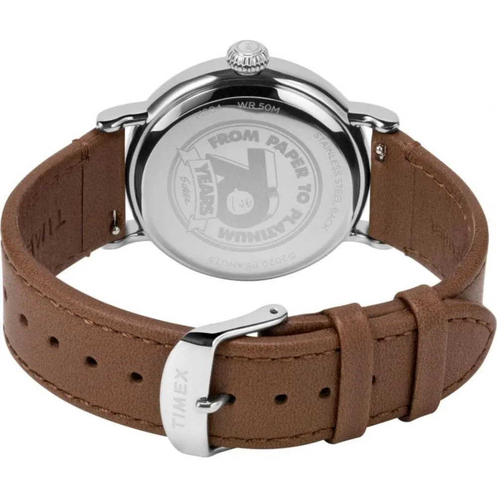 TIMEX SNOOPY TW2V32800 BROWN LEATHER MEN WATCH